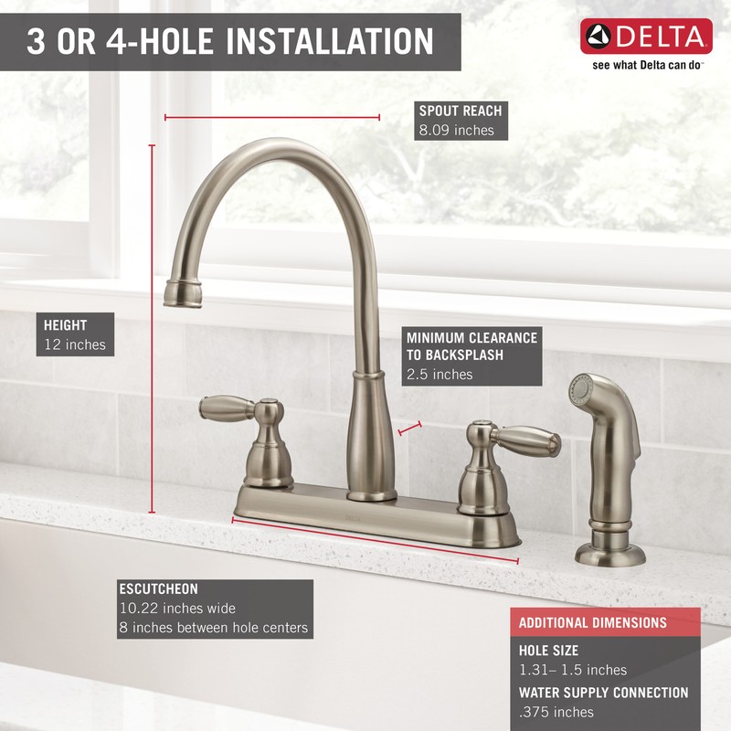 Delta Foundations Kitchen Faucet with Spray in Stainless-Certified Refurbished gallery