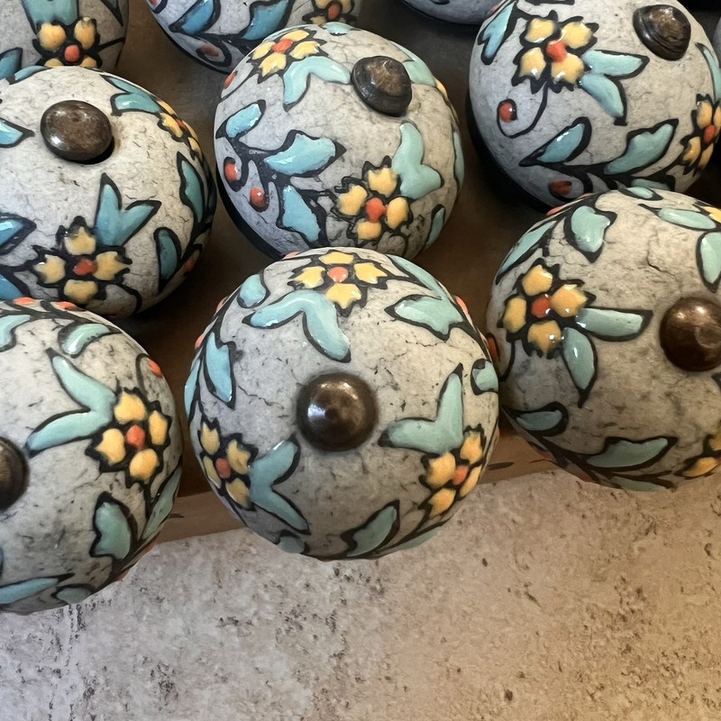 28 Clay Drawer Cabinet Door Knobs Handle Pulls Ceramic Multicolored Enamel READ gallery