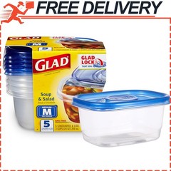 GladWare Soup Salad Everyday Use Medium Rectangle Storage Hold up to 24oz, 5ct