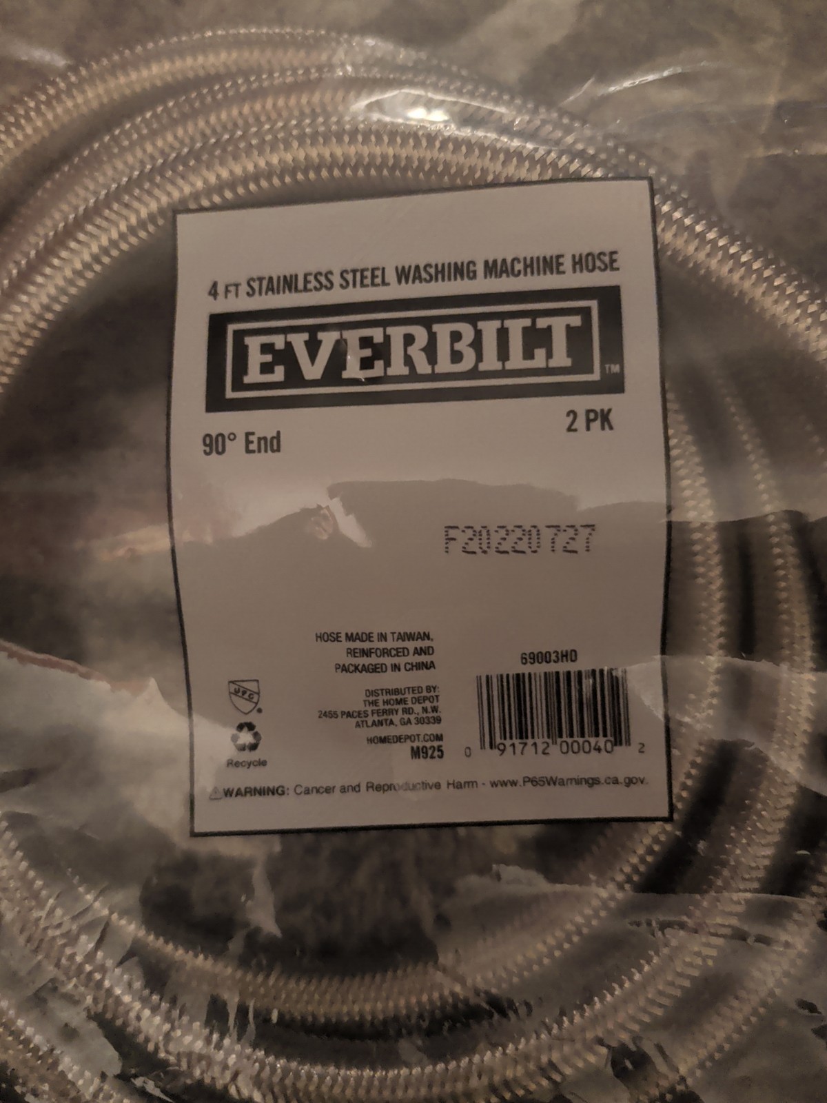 BRAND NEW Everbilt 4 ft. Stainless Steel Washing Machine Connector (2-Pack) gallery