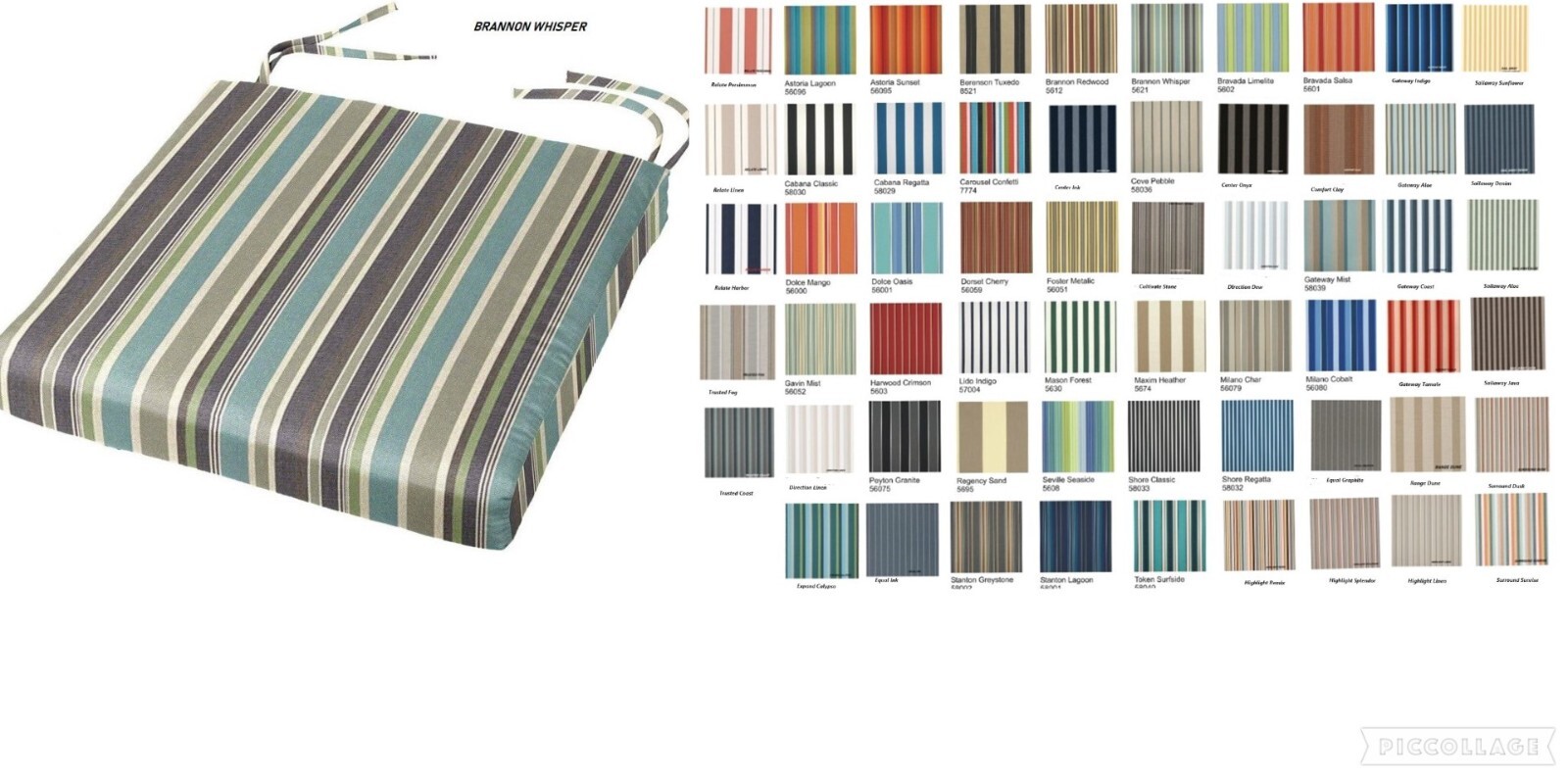 2" Sunbrella Stripes Custom Outdoor Dining Chair Cushion with ties gallery