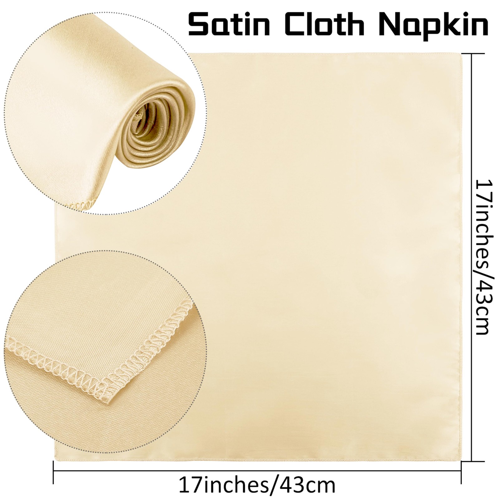 Satin Table Napkins 12 Pcs, 17x17 Inch, Wedding Reception Decor, Gold gallery