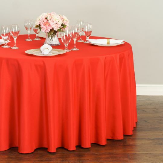 120 in. Round Polyester Tablecloth for 60 in. Table, 33 Colors for Wedding Party gallery
