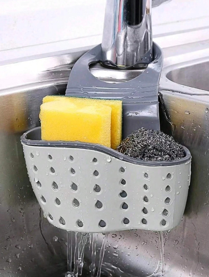 TPR Faucet Rack Two-Tone Sponge Holder for Kitchen Sink – Modern Design gallery