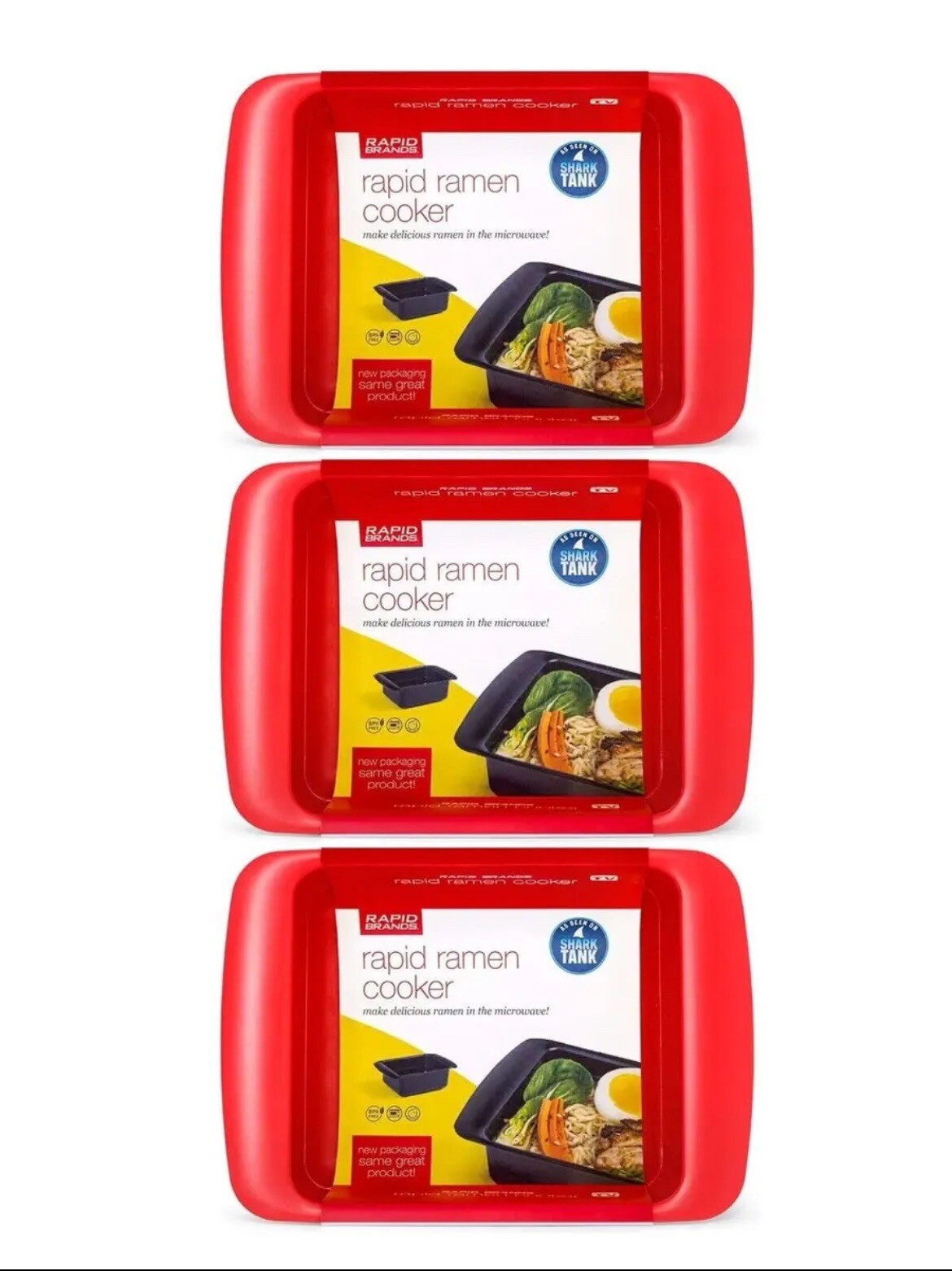 3 Pack Rapid Ramen Cooker Microwave Ramen 3 Minutes BPA Free Dishwasher Safe Red gallery