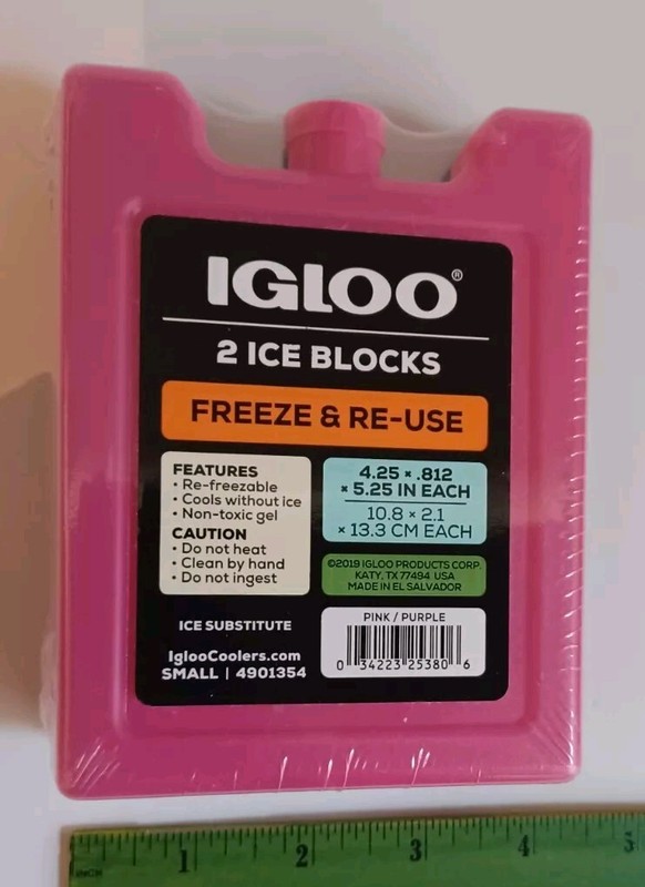 Igloo Refreezable Ice Block Two - 2pk Small Blue/Green Pink/Purple Sealed New gallery