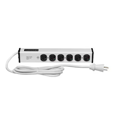Wiremold Ulm6-6 Outlet Strip, Switched, Medical Grade, 6 5-15R, 5-15P, 6 Ft., gallery