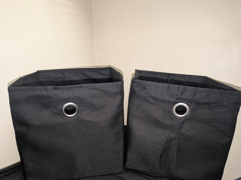 2-Pack Black Fabric Rectangular Storage Bins w/ Grommet Handles 7x6x6 in gallery