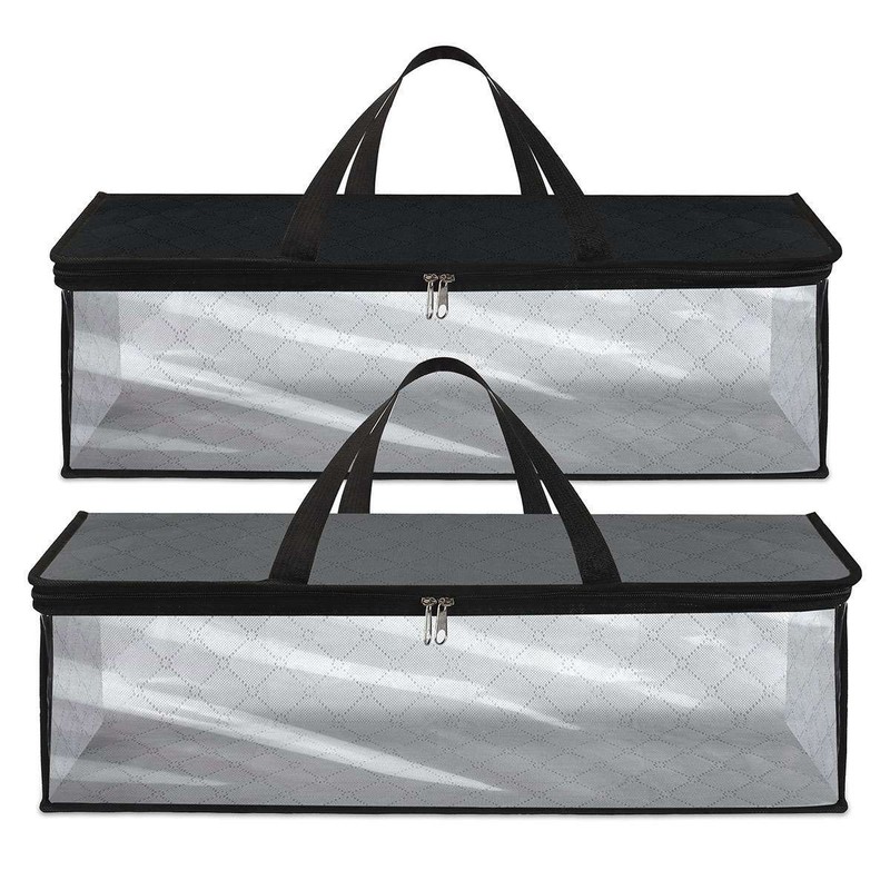 2 pack Flexible Zippered Under Bed Storage Bag Fabric Underbed Clothes Storage gallery
