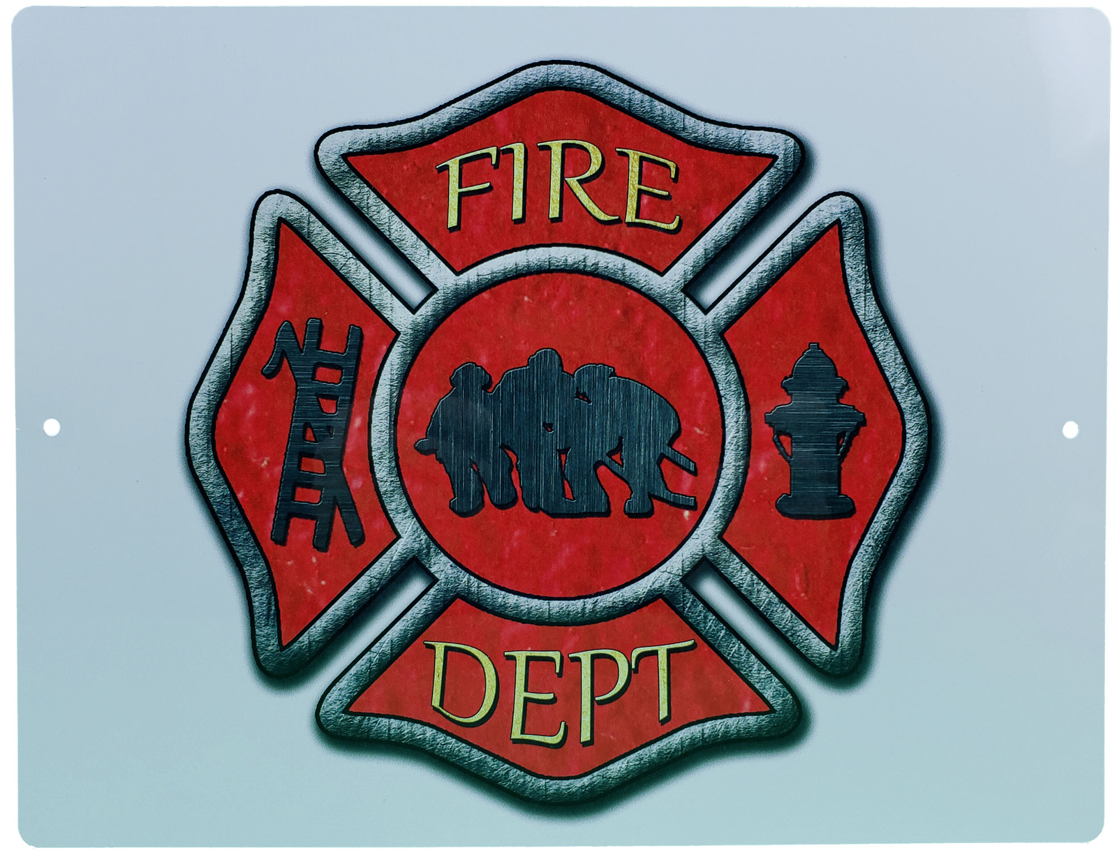 Aluminum Sign Firemans Cross White Firefighting Plaque Maltese Rescue 12" x 9" gallery