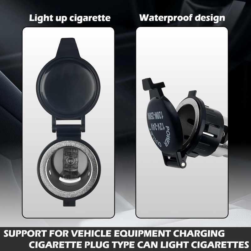 2PCS 12V/24V Cigarette Lighter Socket with ABS Cover and Extension Color: 2PCS gallery