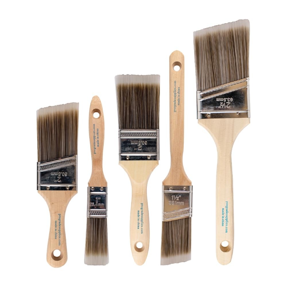 Pro Grade Paint Brushes, 5-Piece Brush Set, Flat & 5pk Soft, Multicolor gallery