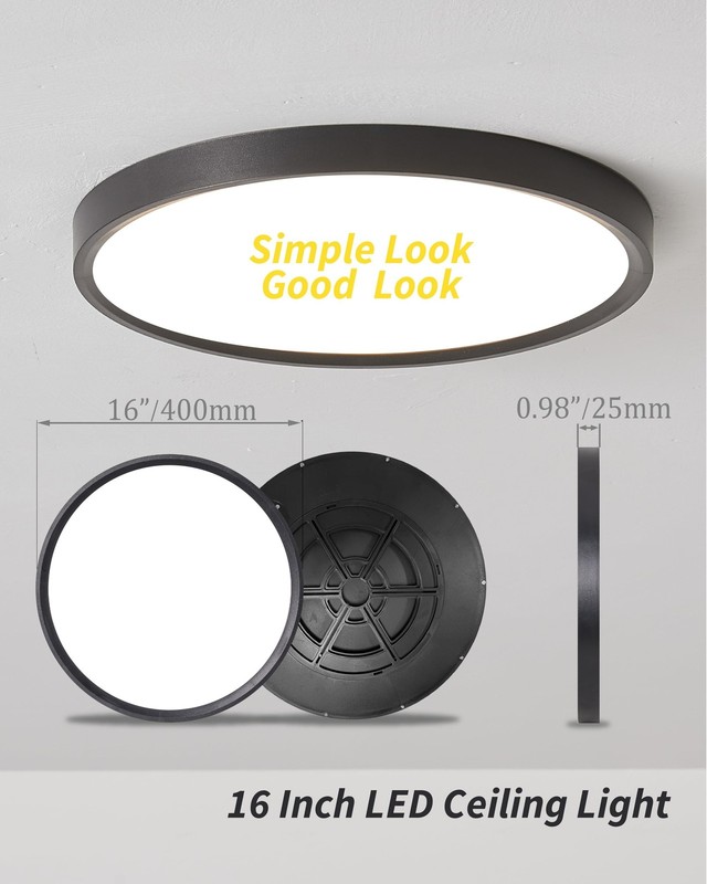 1Pack 16 Inch Dimmable LED Flush Mount Ceiling Light Panel,32W 3480LM,3000K/4... gallery