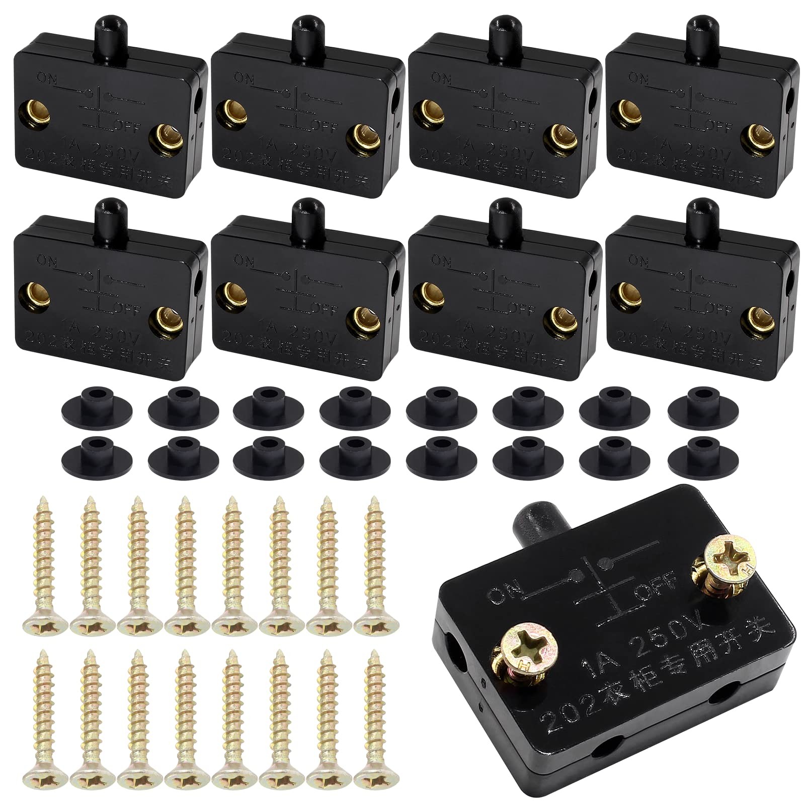 Litoexpe 8 Pcs Cabinet Light Switch, Pantry Door Lamp, Normally Closed Black gallery