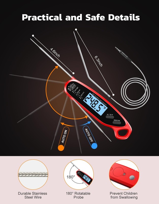 Instant Read Meat Thermometer Digital for Cooking with Dual Probe, ... Fast Ship gallery