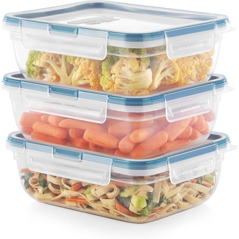 Airtight Food Storage Containers W/ Locking Lids Set of Three Plastic Organizers gallery