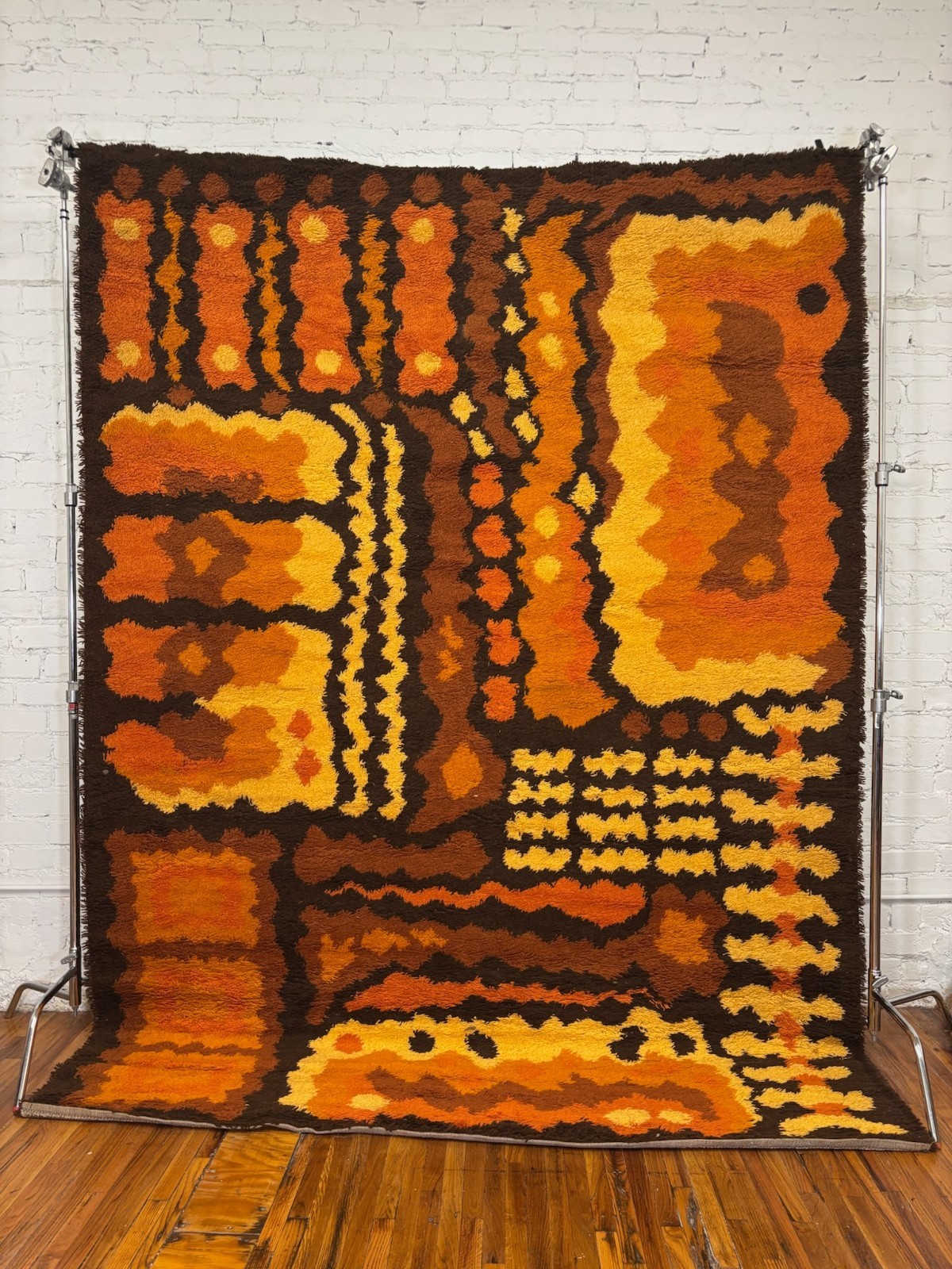 70s Dania Taepper Brown Geometric UNUSED Danish Rya Rug Modern Mid Century Wool gallery