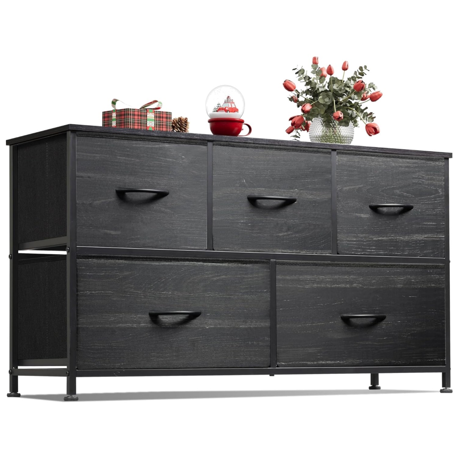 Sturdy 5-Drawer Dresser with Adjustable Feet - Ideal Fabric Storage Organizer gallery