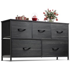 Sturdy 5-Drawer Dresser with Adjustable Feet – Ideal Fabric Storage Organizer