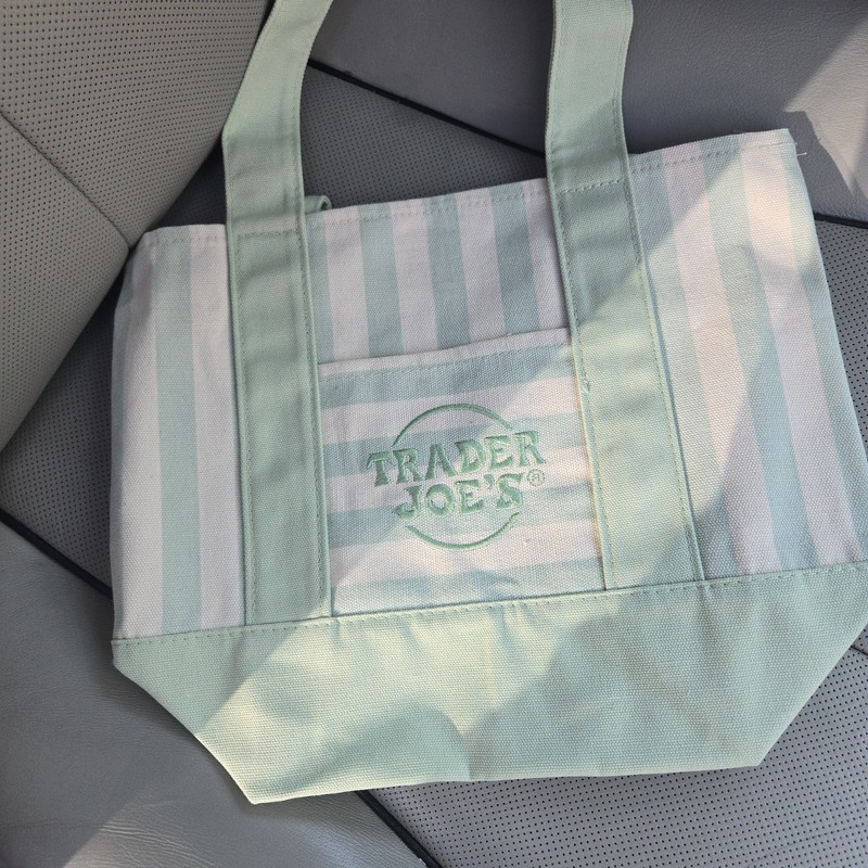 SAME DAY SHIPPING - Trader Joe’s Mini Pastel Stripe Tote Bag Set of 4 gallery