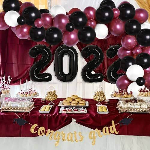 Graduation Decorations Maroon Black 2024/Burgundy Black Graduation Party Deco... gallery