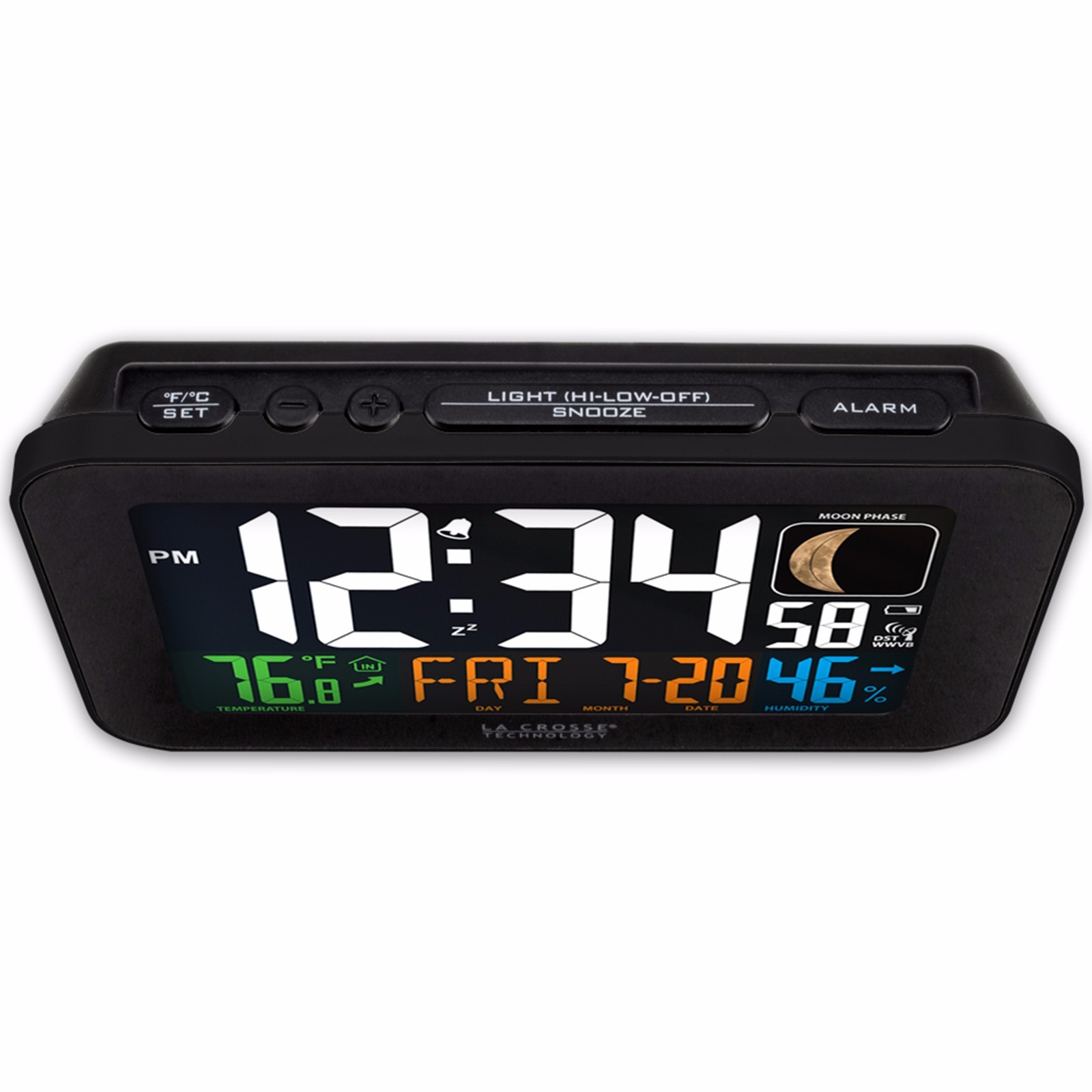617-1485B La Crosse Technology Atomic Color Digital Alarm Clock USB - Open Box gallery