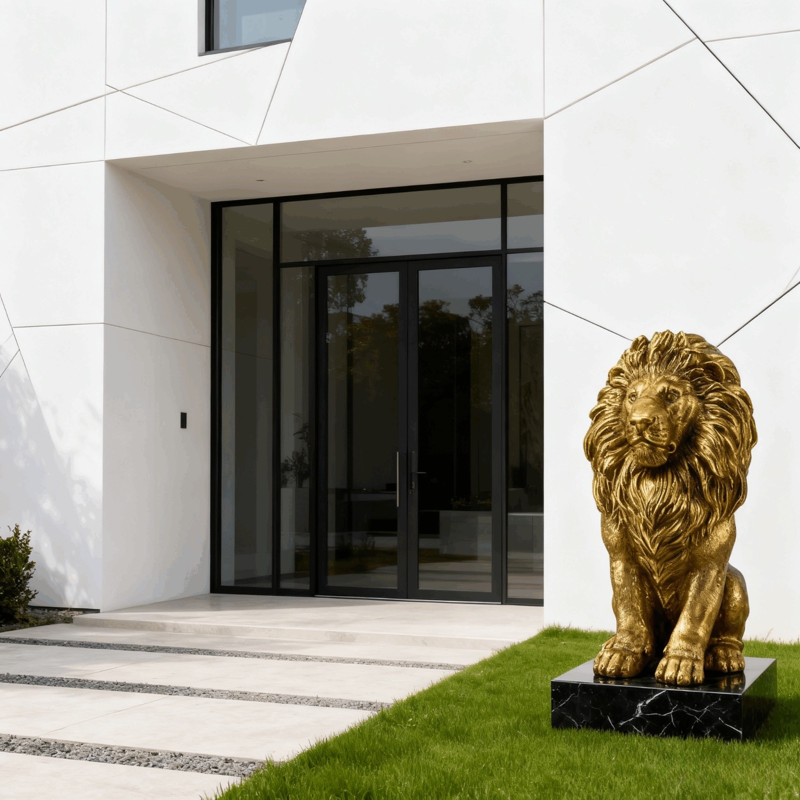 24" Gold Guardian Lion Statue Figurines Home Garden Yard Sculpture Patio Decor gallery
