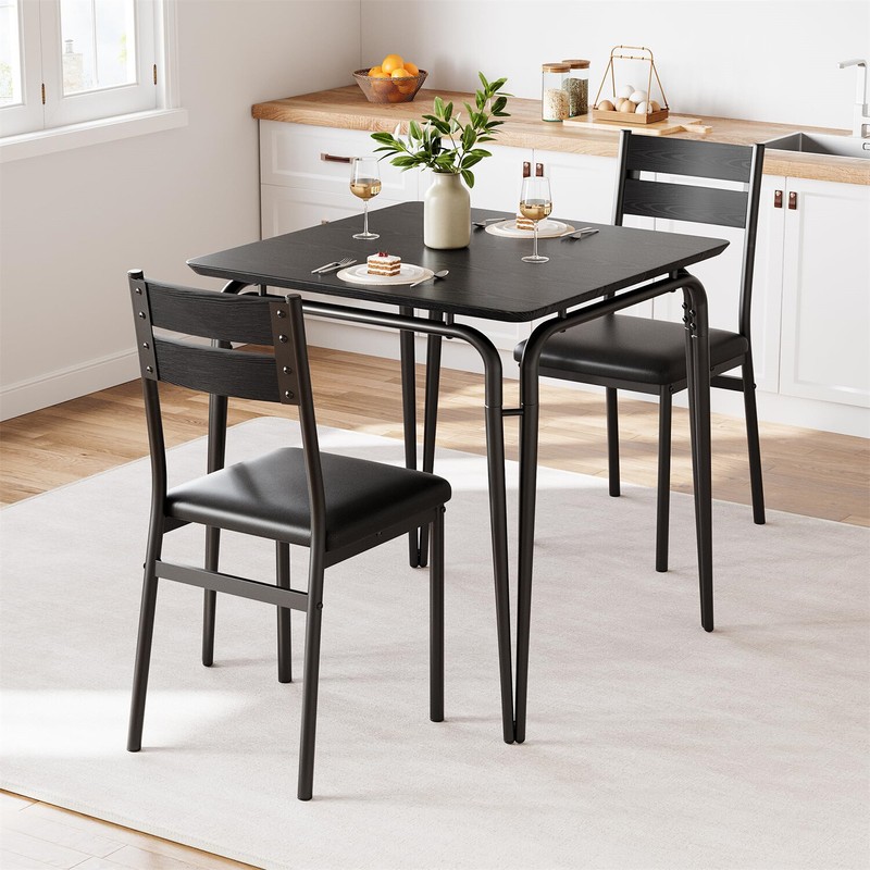 3 Pics Kitchen Table and Chairs for 2 Upholstered Chairs MDF Thickened Tabletop gallery