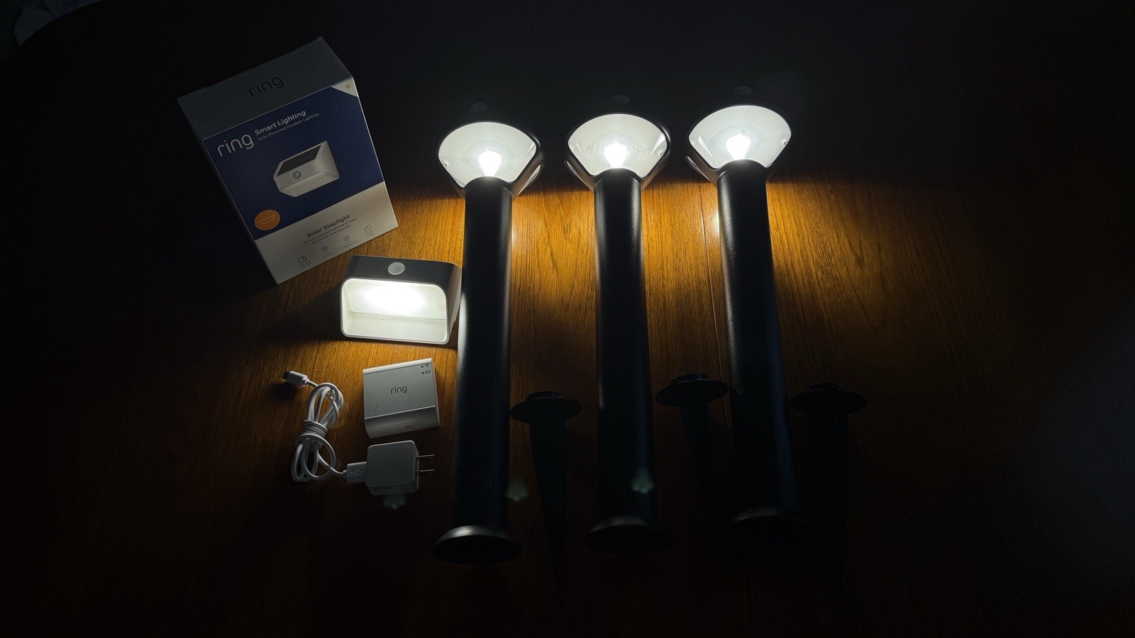 4 Lot RING 3 Path 1 Step Solar Lights w Smart Bridge Good Working Condition gallery