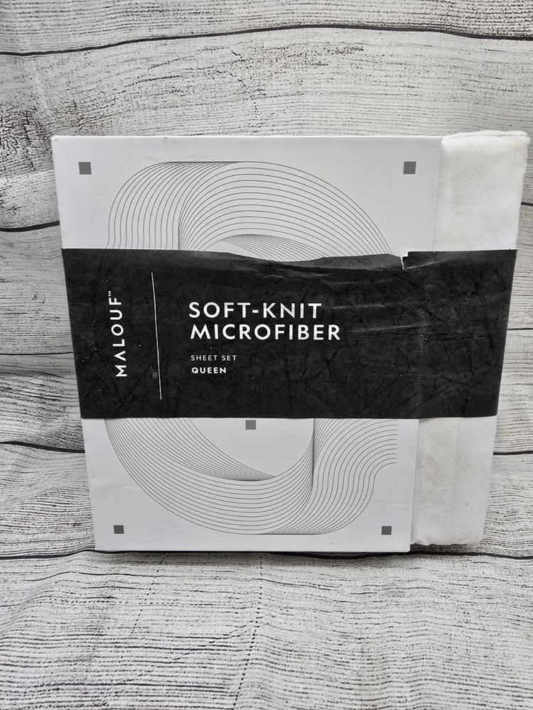 Malouf Soft-knit Microfiber Queen Sheet Set New In Package White