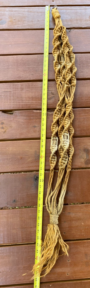 Vintage Retro Twisted Braided Macrame Plant Hanger Boho 70’s Brown 52 In Long
