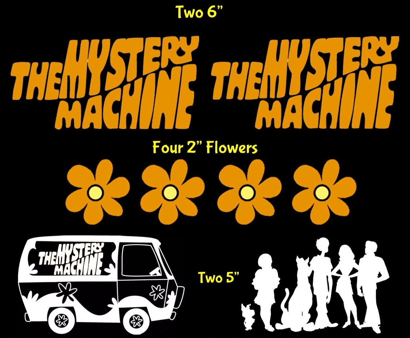 The Scooby Doo Gang, The Mystery Machine 8 Pack Vinyl Decal Car Truck Van Window gallery