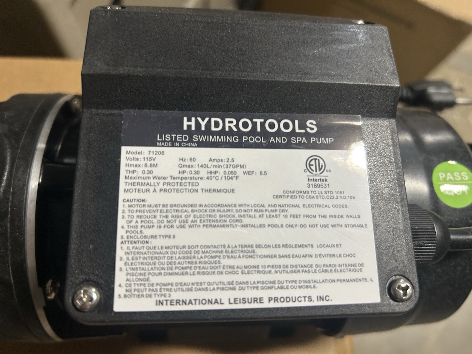 SWIMLINE HYDROTOOLS Above-Ground Pool Motor Pump, Hydro-Flo 0.3 HP Model 71225 gallery