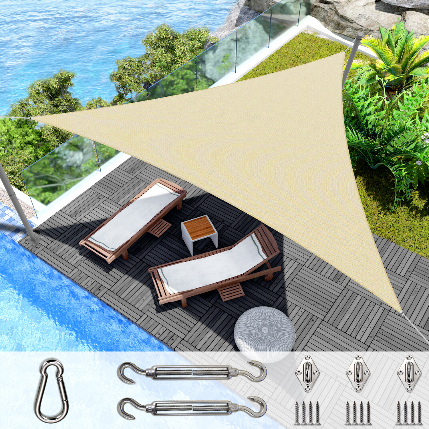 Sun Shade Sail Canopy Triangle UV Block Sunshade For Backyard Deck Outdoor 21-28 gallery