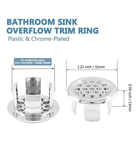 3 Pack Bathroom Sink Overflow Trim Ring Electroplating Chrome Overflow Drain Cov gallery