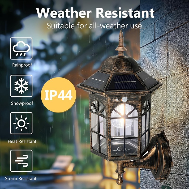 Solar Wall Lantern Lights 2 Pack Outdoor Waterproof LED Dusk to Dawn NEW gallery