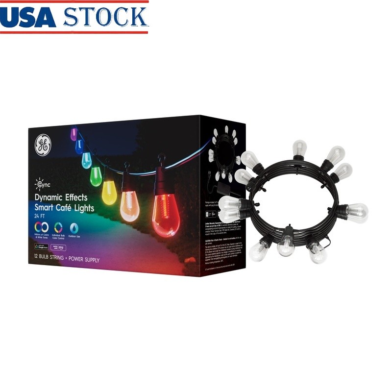 Smart Outdoor LED String Lights 24FT Multicolor IP65 Waterproof Energy Saving US gallery