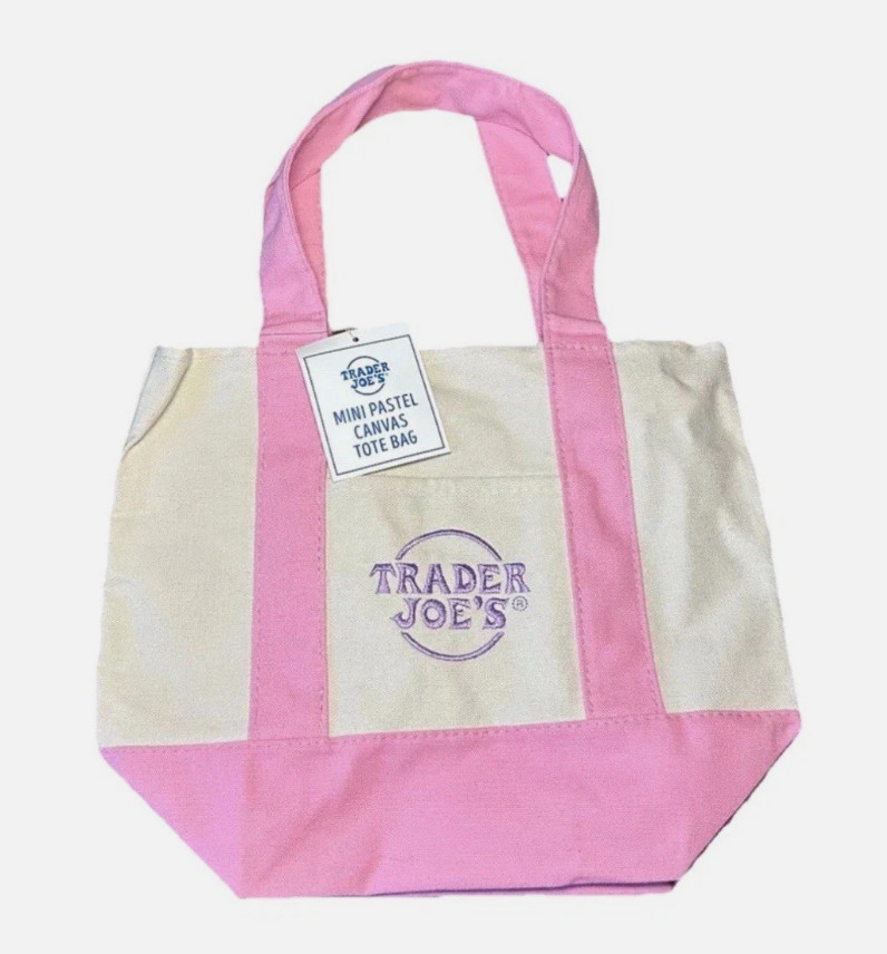 Trader Joe's Mini Pastel Canvas Tote Bag Light Pink 79986(K15) gallery