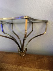 Vintage Solid Brass Shelf 11”x8″X5″ Art deco Detailing EUC Hollywood Regency