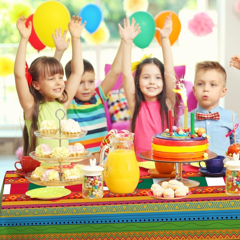 Durable 2-Pack Fiesta Table Covers 52x87in - Perfect for Taco & Mexican Parties gallery