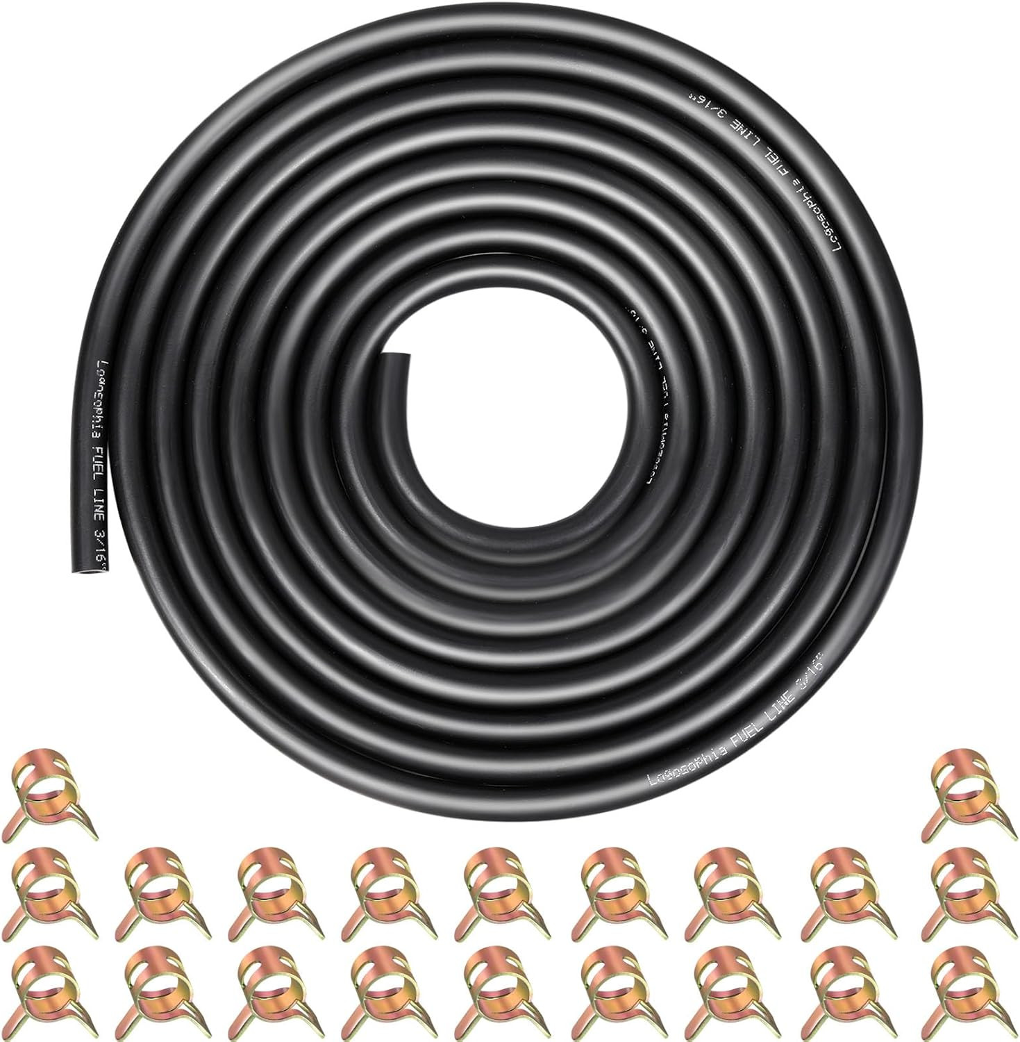 10Ft 3/16" ID Fuel Line Hose with 20Pcs 5/16" Clamps - Fits Kawasaki, Kohler gallery