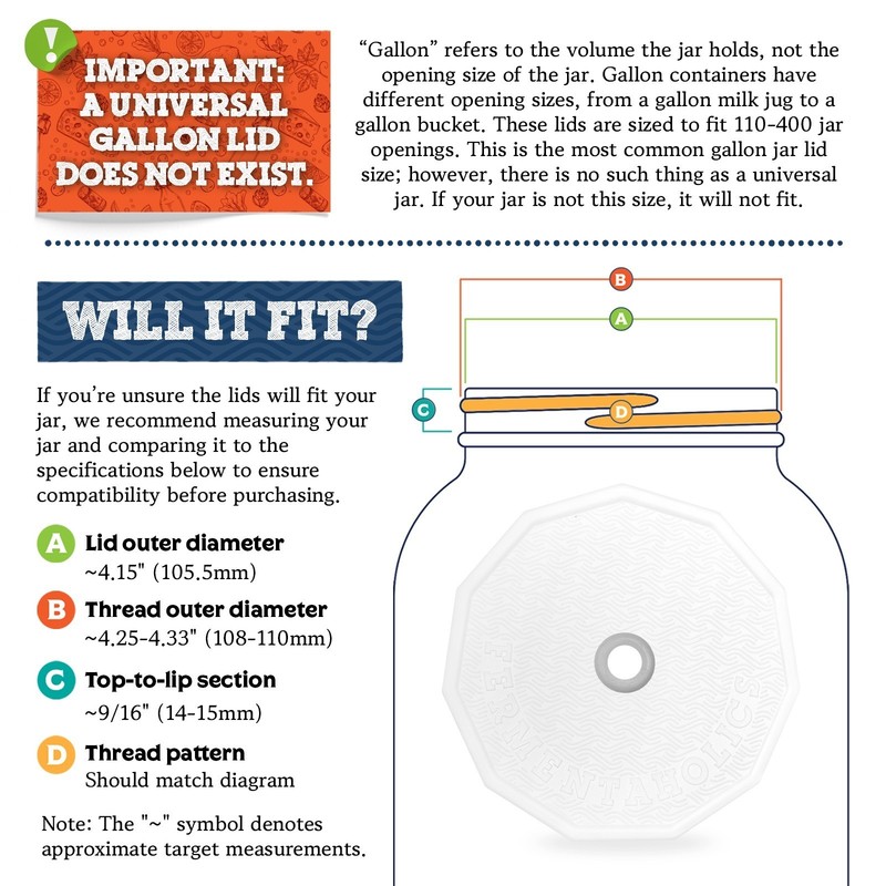 Fermentaholics 2 Pack - 110mm One Gallon Fermentation Lid, Gasket & 3-pc Airlock gallery