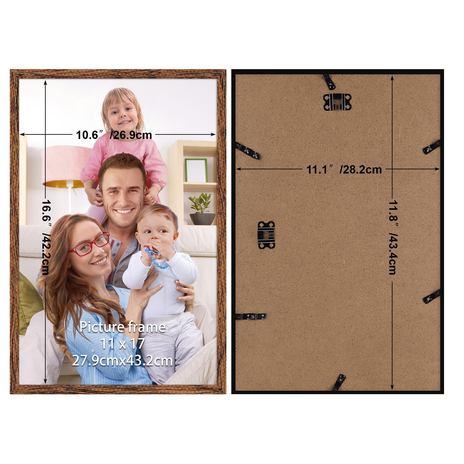 11x17 Picture Frame Walnut Brown, 11 by 17 Thin Poster Photo Frame for Wall D... gallery