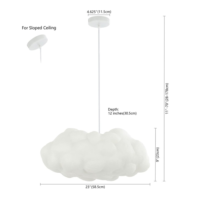 Jonathan Y 23 White 2-Light Silk Cloud Pendant Modern Contemporary Bohemian gallery