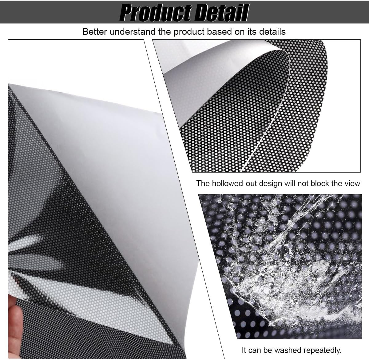 4PCS Universal Static Cling Car Window Sun Shade, Reusable Washable Sunshade gallery