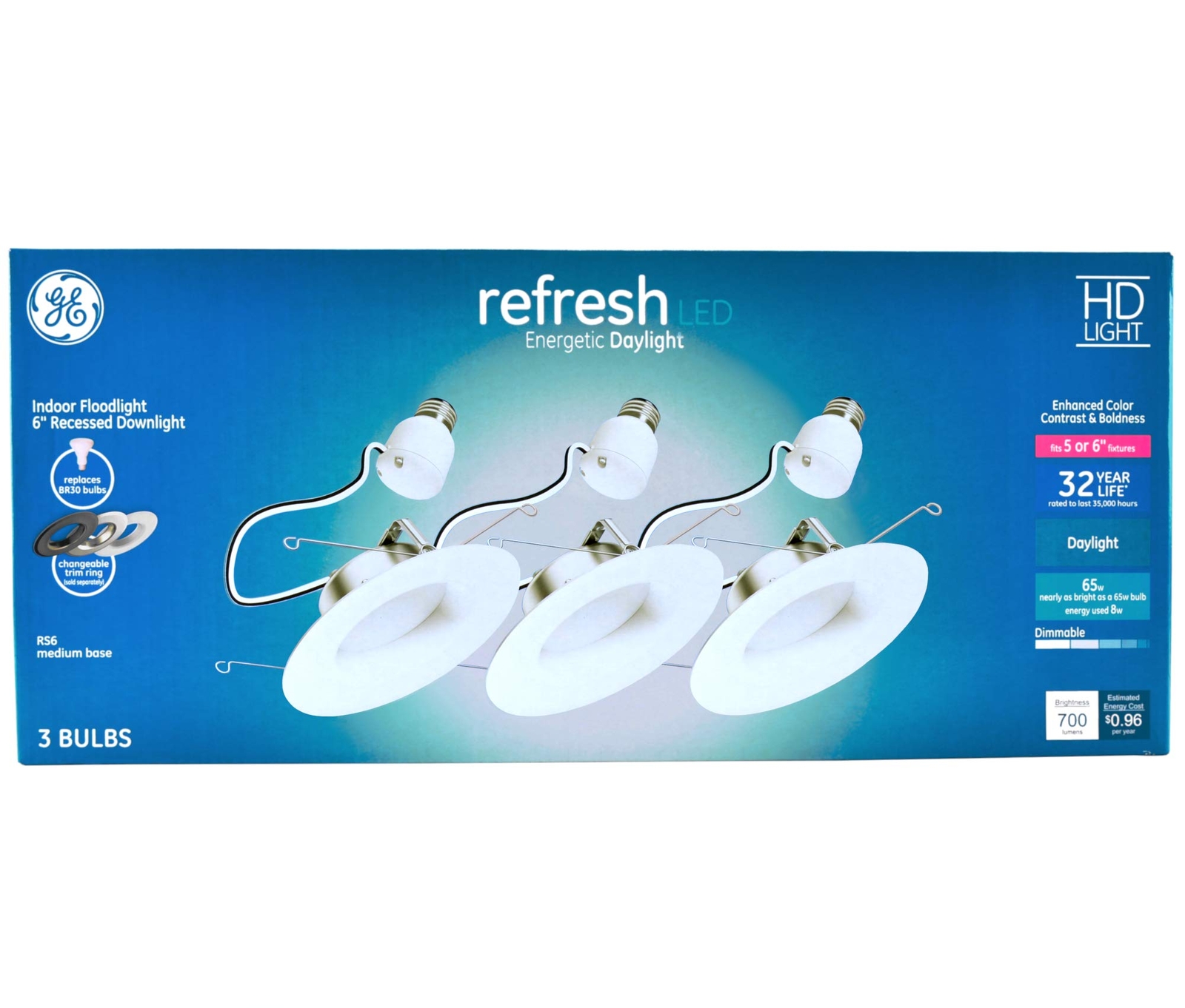 GE 47769 3-Pack 8 watt LED Downlight, Daylight retrofit kit, 3 count, White, gallery