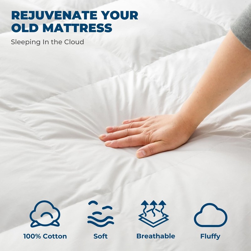 ROSE FEATHER Goose Down Feather Mattress Topper,Queen Down Mattress Protector gallery