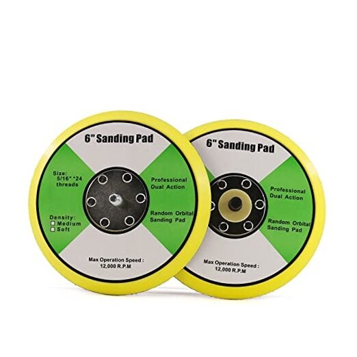 6 Inch Backing Pad Thread Plates for Air Sander Dual 5/16"-24 6 inches-2pcs
