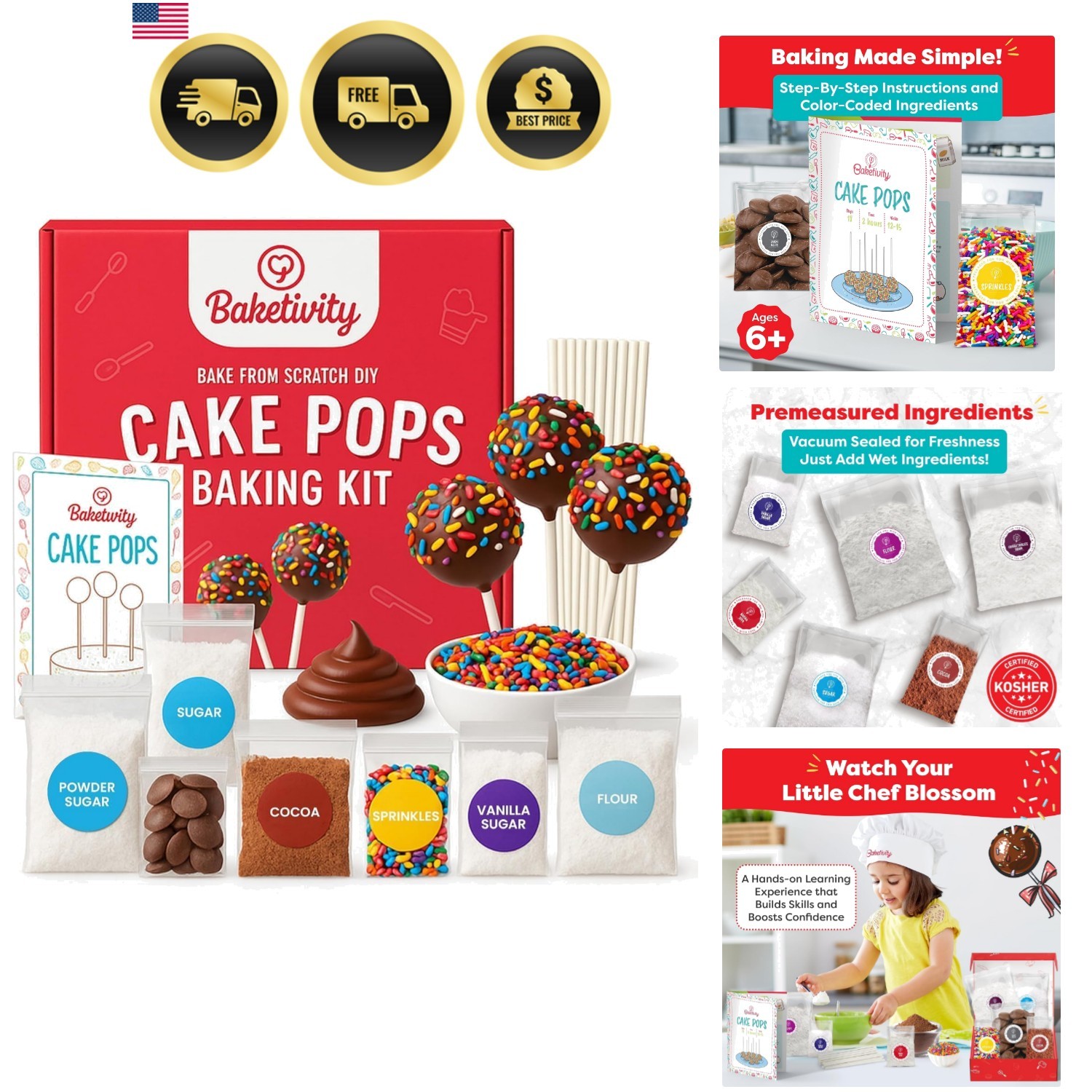 DIY Cake Pop Baking Kit for Kids - Premeasured Ingredients, Decorating Supplies gallery
