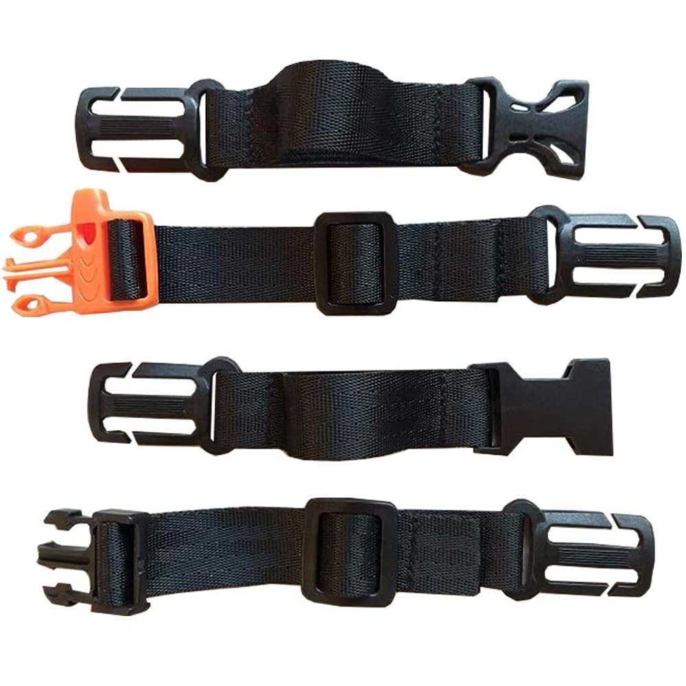 2 Pack Black Backpack Chest Strap, Nylon, Fits 1in Webbing, Adjustable Harness
